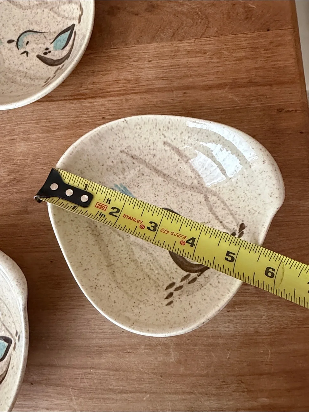 Red Wing Bob White Beige Ceramic Bird Snack Bowls with Blue Accent - Set of 4